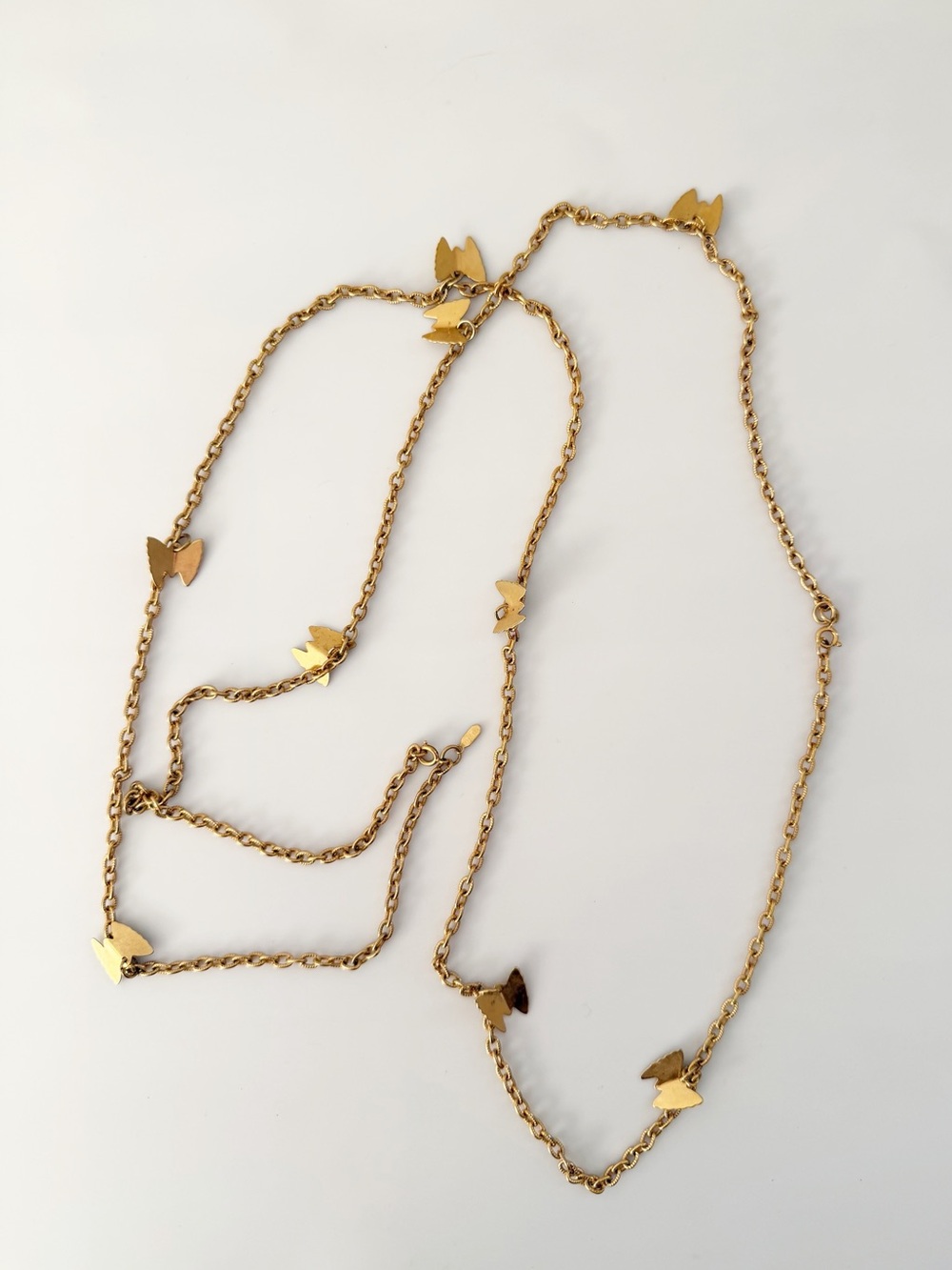 Vintage Sarah Coventry Butterflies Gold Tone Long Necklace